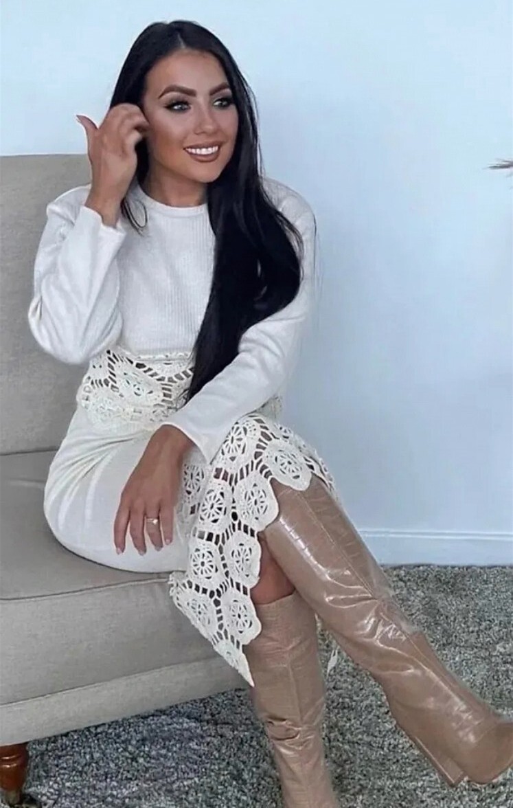 Lace Asos Midi Skirt Zara Zara Co Ord Set Ribbed Ecru Cream Knit