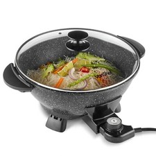 Electric Wok Non-Stick – VonShef 5L Electric Frying Pan w/ Lid, 4 Temps – 1400W
