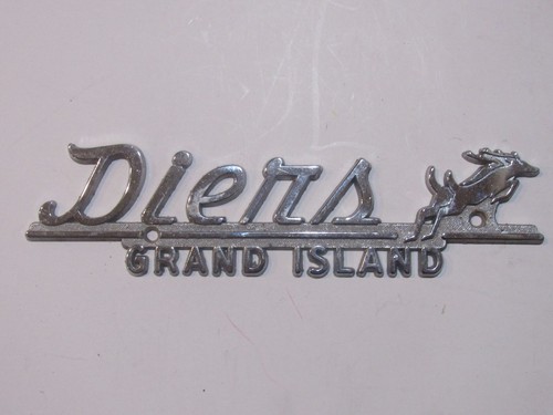 Vintage Diers Lincoln Grand Island Nebraska Metal Dealer Badge Emblem Tag Trunk - 第 1/2 張圖片