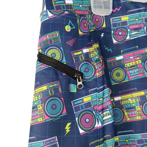 Pantalones Cortos Feed Me Fight Me Para Hombre 2XL Azul Estéreo Boom Box Estampado Neón - Imagen 3 de 5