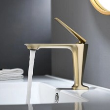 Grifos de grifo de lavabo de baño grúa mezcladora de agua fría y caliente montura en cubierta