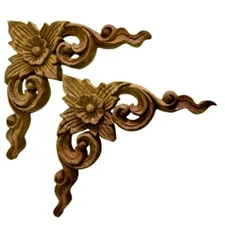 Vintage Wood Carved Panel Flower Wall Art Plaque Home Decor Collection Gift