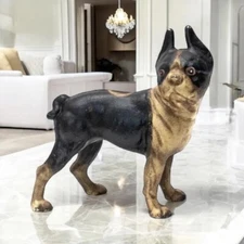 Cast iron Boston Terrier Dog Bank Antique finish