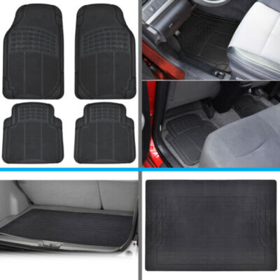 Heavy Duty Rubber Car Floor Mats & Rear Cargo Liner fits Subaru Impreza - Black