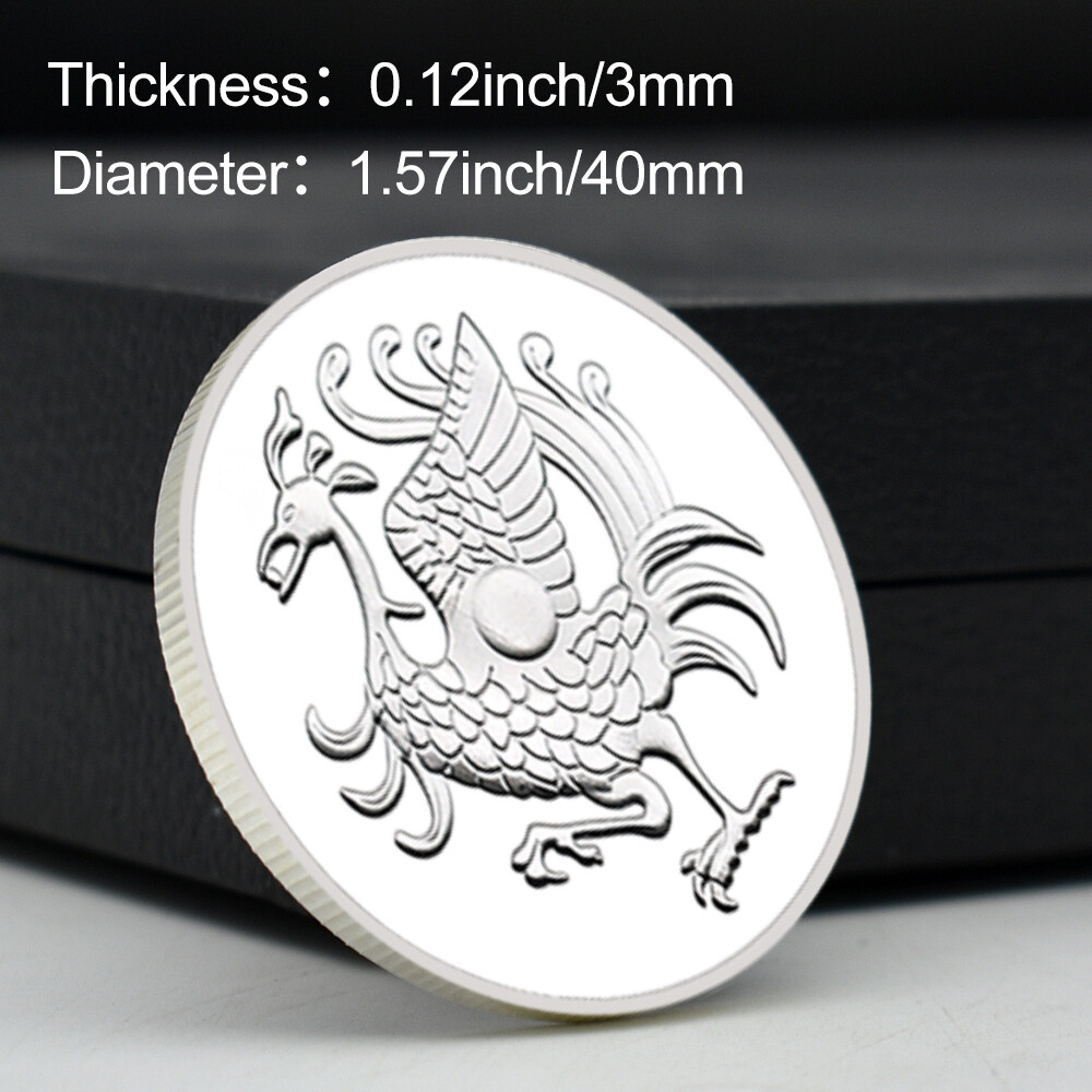 Chinese Vermilion Bird Suzaku Challenge Coin Silver Mythical Feng