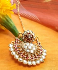 Ethnic Traditional Rajasthani Maang Bor Tikka/Maroon Maang Tikka