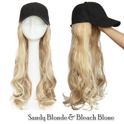 Baseball Cap with Curly Hair Wig Full Wigs Long Natural Wavy HairPiece For Human