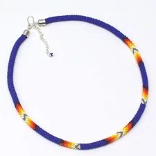 Handmade beaded Deep Blue woven Rope necklace