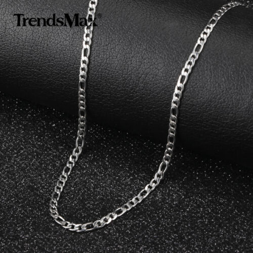 3mm Silver Color Stainless Steel Figaro Chain Necklace for Unisex Jewelry 16-30" - Picture 1 of 11