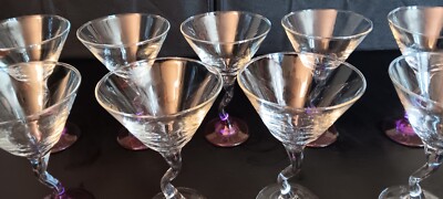 Vintage Libby Glass Martini Glasses ''Z'' Stem (Set of 9) 