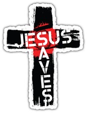 Jesus Saves Cross Religion Slogan Car Bumper Sticker Decal ''SIZES''
