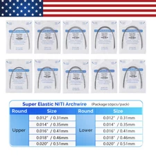 AZDENT 100pcs Orthodontic Dental Super Elastic Niti Round Arch Wires Ovoid Form