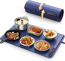 Food Warming Mat - Fast Heating Silicone Electric Warming Tray with 4 Level Temp