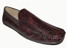 New Brown croc embossed patent LOAFER SLIP ON MOCCASIN Mens casual fashion Shoes