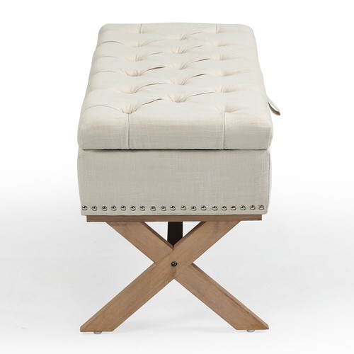 35 Inch Storage Ottoman Button-Tufted Ottoman Linen Storage Bench for Entryway - Picture 6 of 9