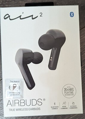 AIR 2 with WIreless Charging Case - Bluetooth 5.0 - Black - NEW !!!