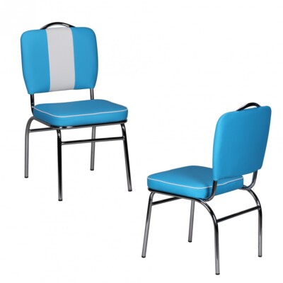 2er Set Esszimmerstühle American Diner Stühle 50er Jahre Retro Möbel Stuhl Blau