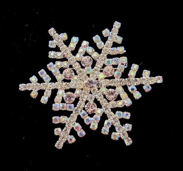 Snowflake Brooch Pin Beautiful Genuine Crystal Plain or Pink Accent Stones NEW