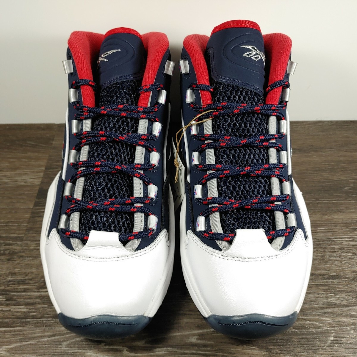 Reebok Question Mid USAホワイト/ネイビー/レッド Reebok Question Mid Big Kids' Shoes White/Red/Navy