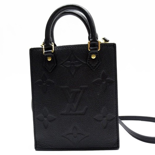 Louis Vuitton Monogram Empreinte Petite Sac Plat Noir 2 Way Bag M80478 Rank A