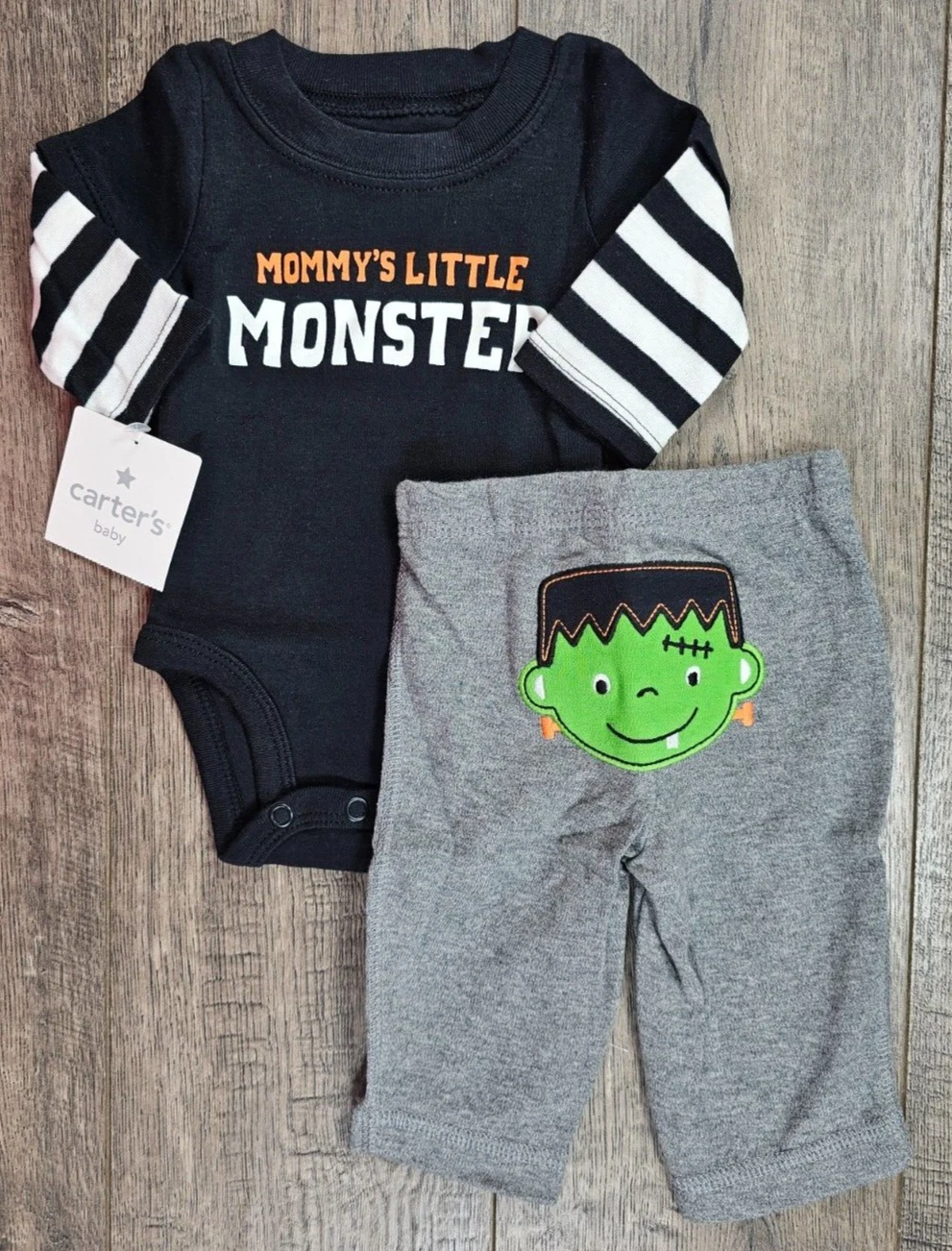 Baby Boy Clothes New Carter's Newborn 2pc Mommy's Little Monster Outfit