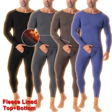 Thermal Underwear for Men Long Johns Fleece Lined Base Layer Set Cold Weather