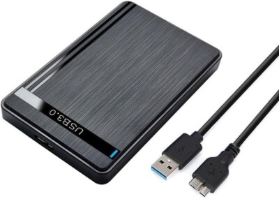 USB 3.0 SATA Externes Gehäuse Festplattengehäuse HDD SSD 2,5 Zoll Caddy Schwarz