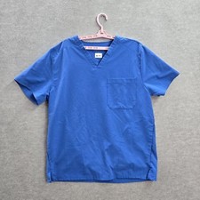 Mandala Men Scrub Top L Blue Short Sleeve Polyester Viscose
