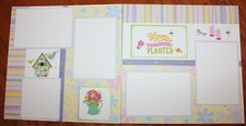 Spring scrapbook layout pages 2 each 12 x 12 HANDMADE premade photo ready