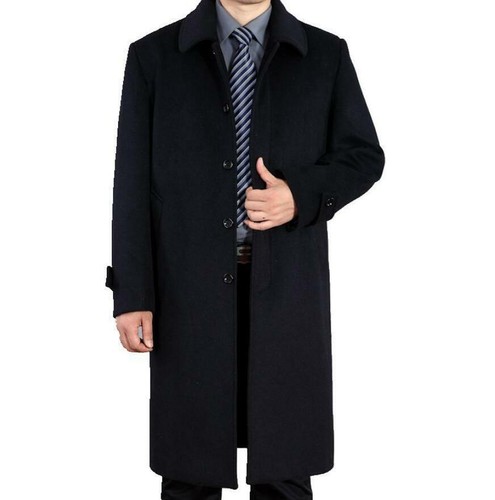 Winter Mens Woolen Cashmere Overcoat Business Leisure Knee Length Coat  Jackets L | eBay