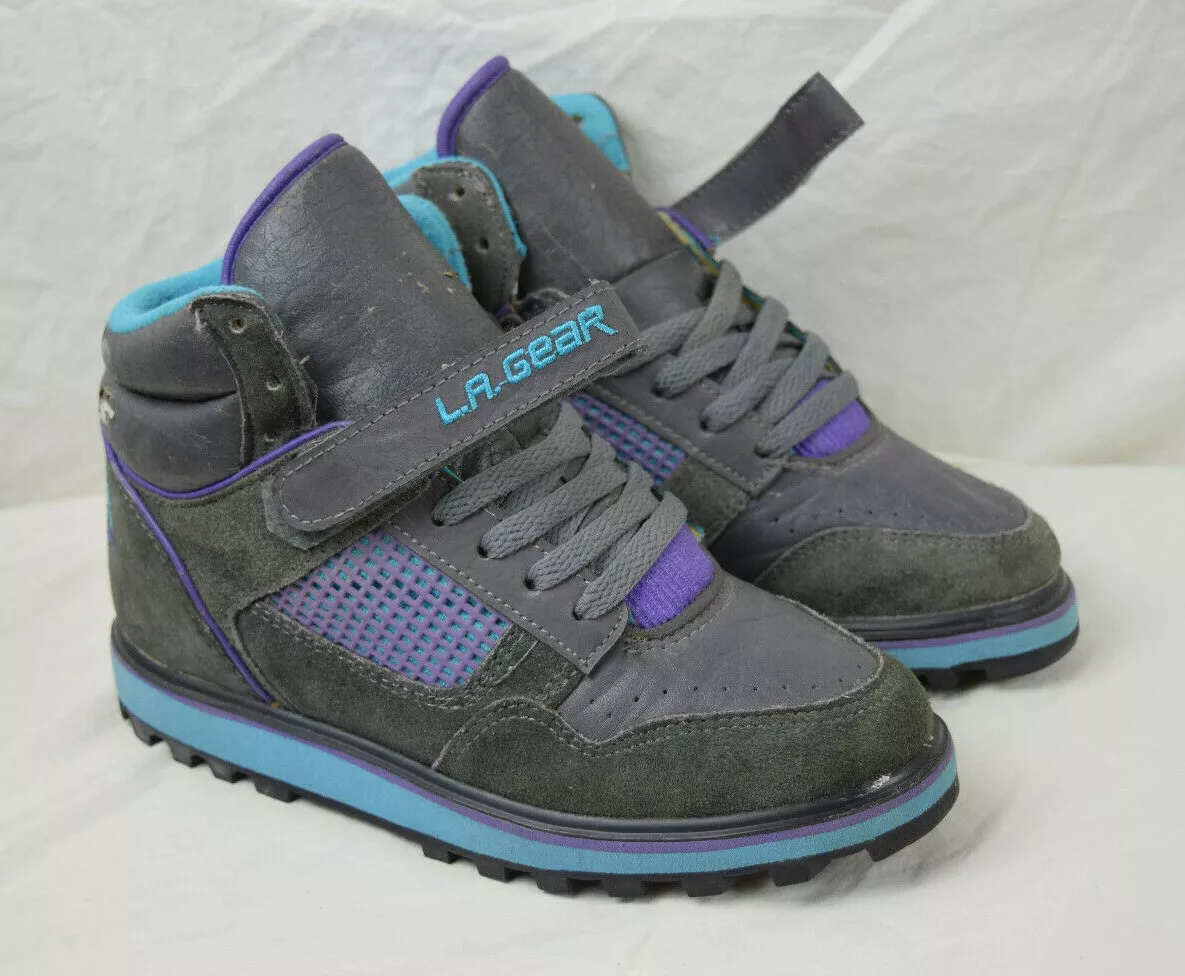 Vintage 80s 90s L.A. GEAR Hiker Hi OG Mens 6 Womens 8 Gray Suede VTG Shoes