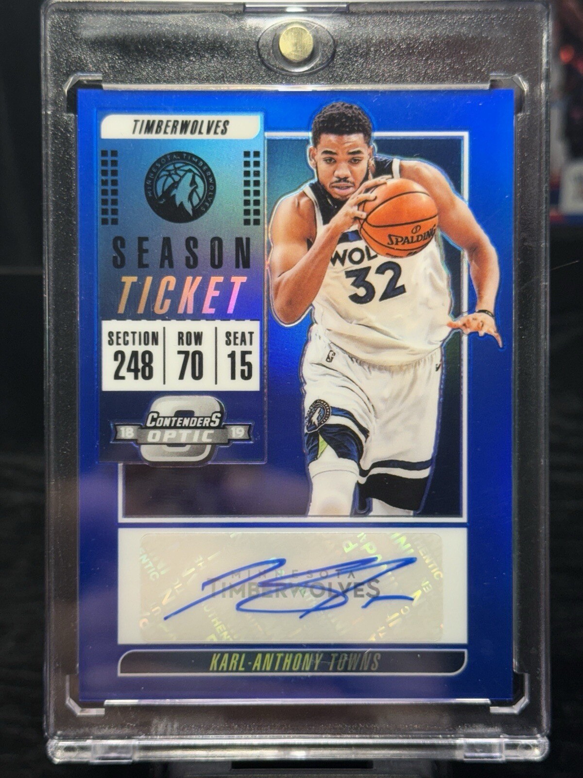 18-19 Contenders Optic Basketball Karl-Anthony Towns SP Blue Season Ticket /35