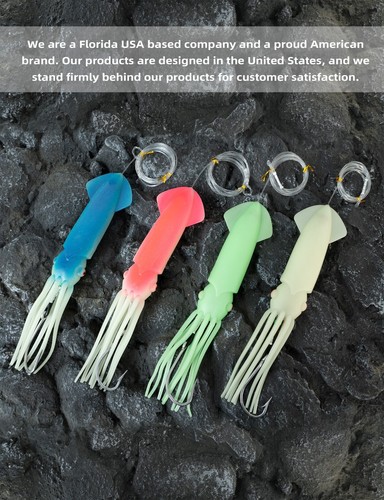 BLUEWING Upgraded Lighted Glow Squid Lure 9in/12in Trolling Lure US Seller - Picture 7 of 35