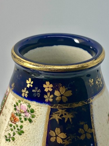 Antique Satsuma Vase Meiji Japan Signed Figures Floral Mt Fugi - Picture 15 of 19