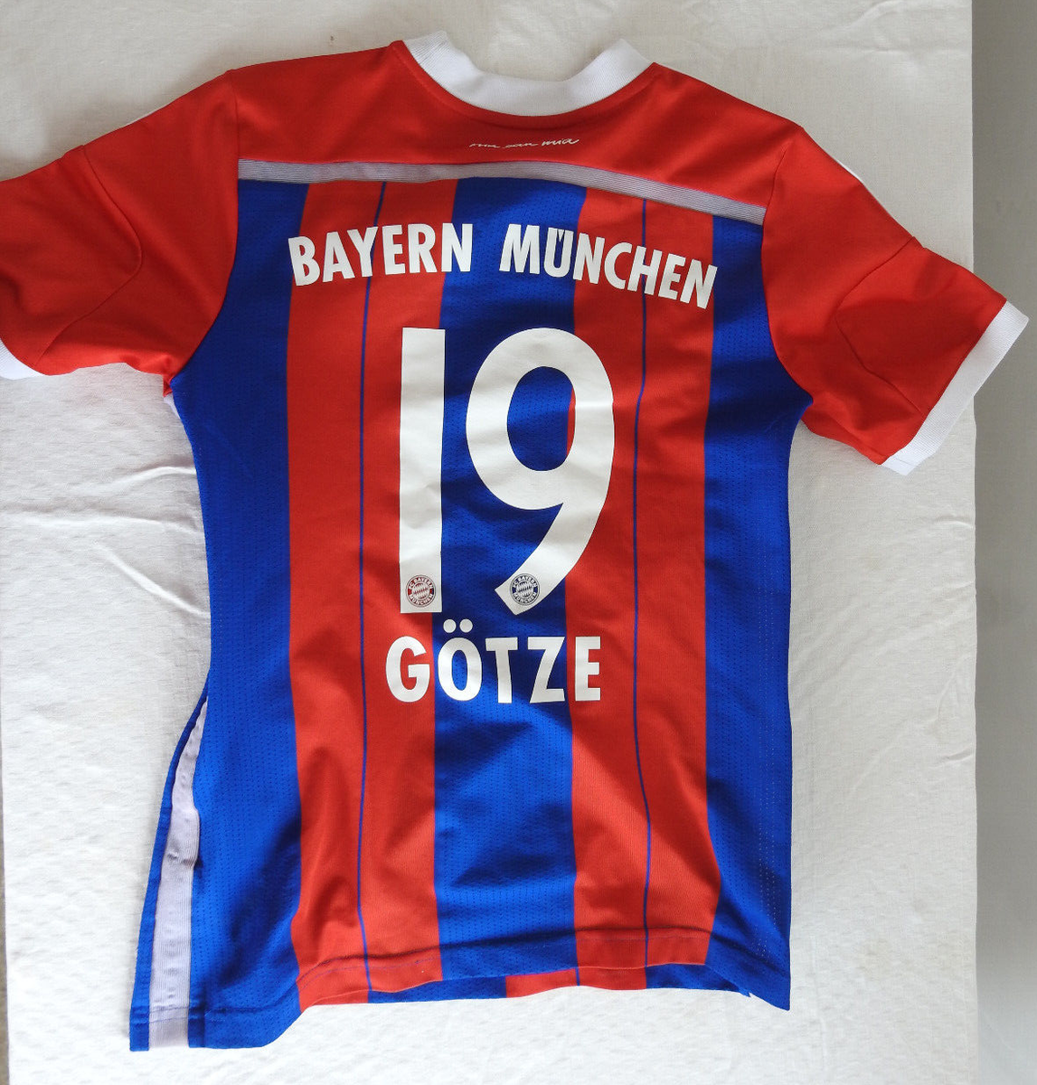 Bayern Munchen 2014 Home Jersey #19 Gotze Adidas Red Blue