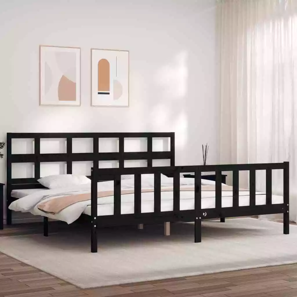 Black headboard with online frame
