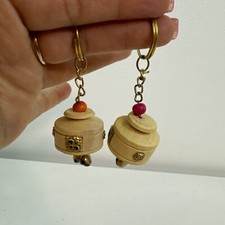 2 Handicraft Wooden Ornament Keychain