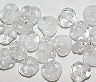 Cloudy White Heart Czech Pressed Glass Beads 10mm (pack of 20)