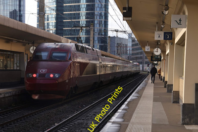 Photo SNCB Belgian Railway 6x4 Thalys TGV 4539 departs Brussells-Nord c2023 P1
