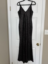 Dress the Population Black Sequin Gown V-Neck Maxi M