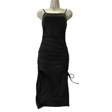 EXPRESS Dress Womens XXS Black Midi Bodycon Slipp Dress Retro Y2K Grunge Girl