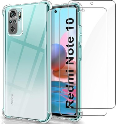 Hülle für XIAOMI REDMI NOTE 10 4G Silikonrückseite 2x gehärtetes Glas