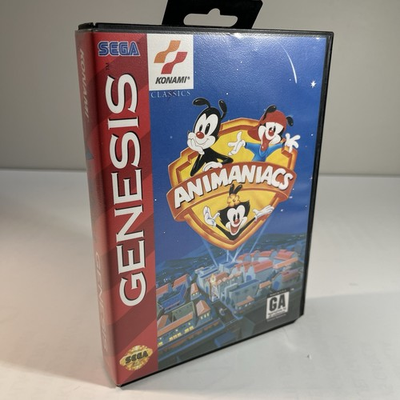 #ad Animaniacs Sega Genesis 1994 Complete CIB Box Manual Game VG Tested Konami $18.99