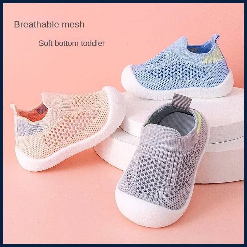 Spring Summer Toddler Shoes Breathable Knitted Kids Sneakers Boys Slip-on Tennis