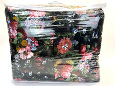 1990s Made in USA Vintage Ralph Lauren Isadora Floral KING Comforter Black READ