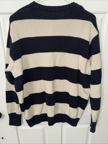 Brandy Melville John Galt Brianna Sweater Crewneck White Navy Stripe Knit Cotton - Picture 8 of 8