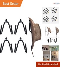 Cowboy Hat Rack Metal Wall Mount Adjustable 4 Pack Storage Organizer