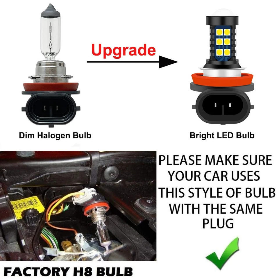 2Pack Bright White H8 LED Light Bulbs Angel Eyes Halo Ring For BMW E92 335i - Image 2 of 4