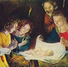 Buon Natale Nativity Merry Christmas WWII Free Franked Military Postcard 1943