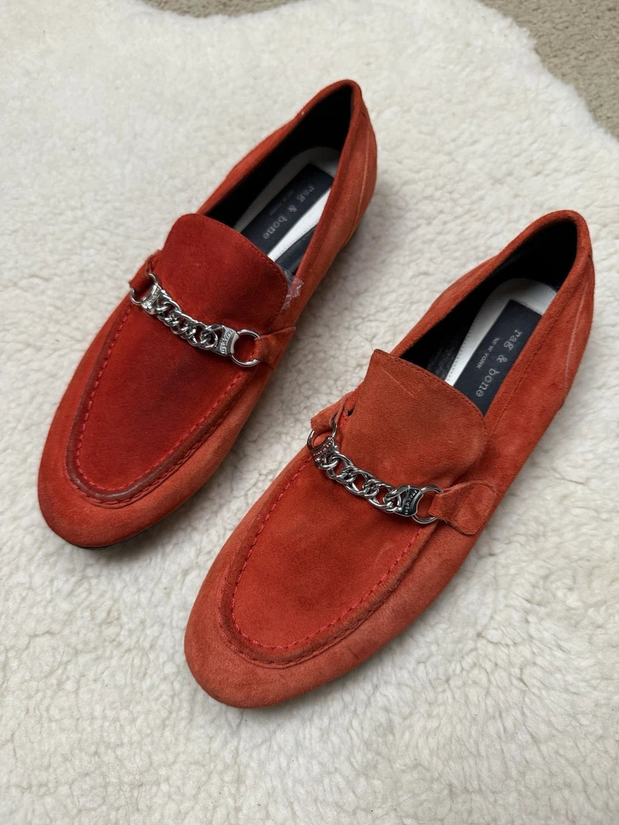 rag & bone Men\'s Burgundy Patent Leather Loafers with Chain Detail 6415-Burgundy – C&E Fashions main image 3